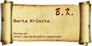 Berta Kriszta névjegykártya